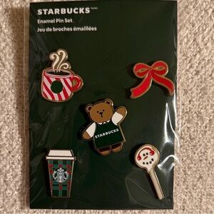 Starbucks Enamel Pin Set - Red, Green, Brown